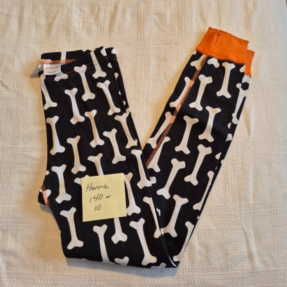 Hanna Andersson boys size size 140 or 10 pajama pants black & white bones EUC